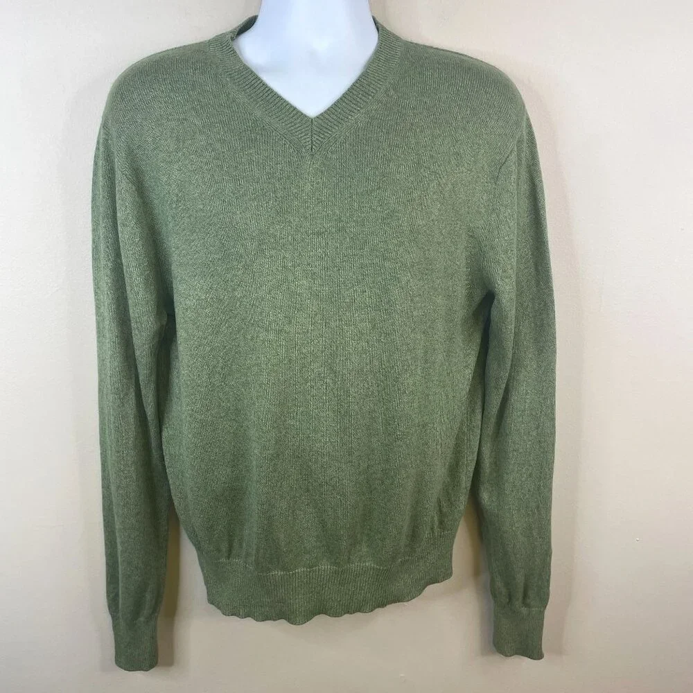 Banana Republic Silk Cashmere Pullover Sweater Medium Earthy Green Preppy Cozy‎